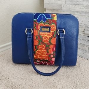 Angelozano Genuine Leather Purse Midnight Blue Floral